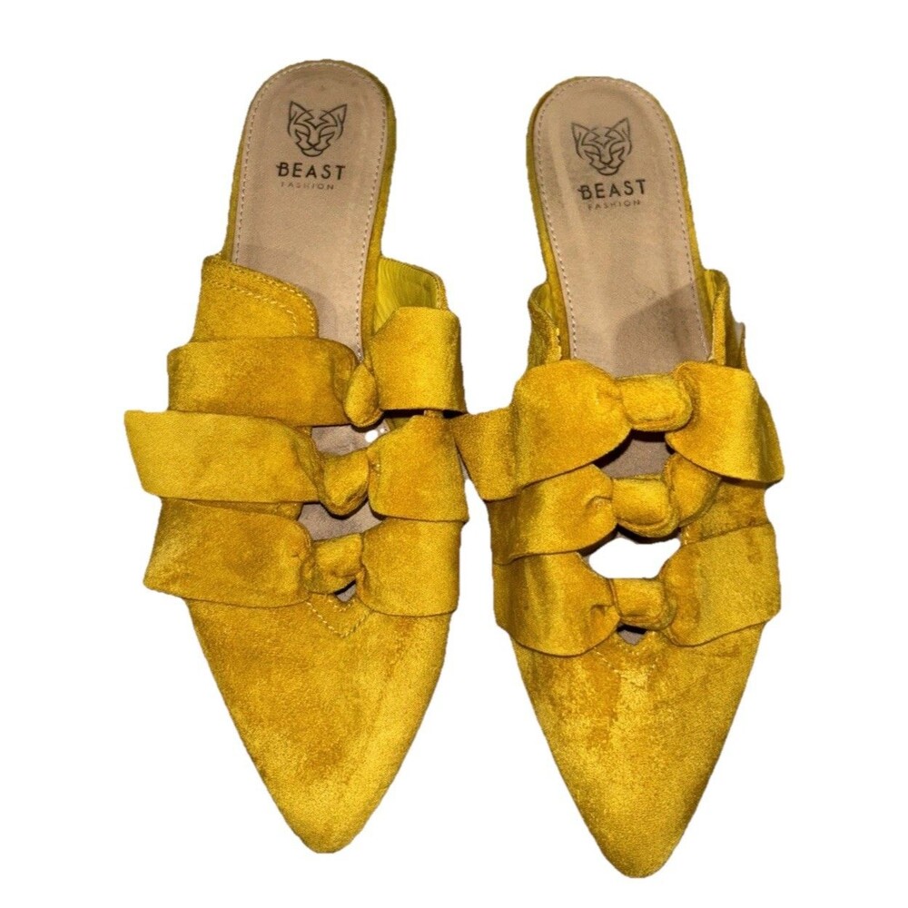 Beast Fashion Yellow Vegan Slides, Women's 10